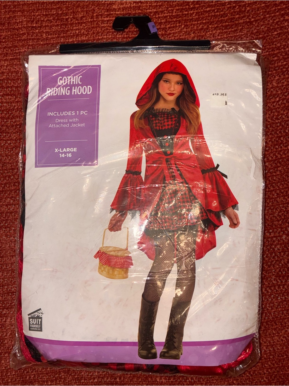 Gothic Red Riding Hood Costume with Hooded Jacket - Girls 14-16